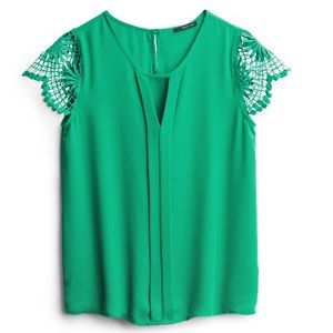 Stitch Fix West Kei Samerra crochet sleeve blouse